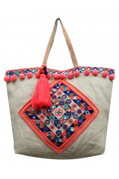 Multi-color Embroidered jute bag